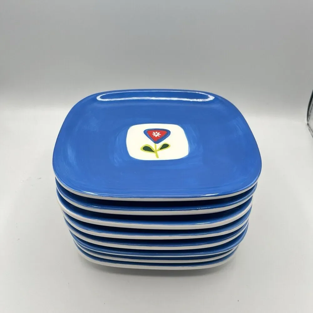Winston Porter Borgeo Plates Set Of 8 - Blue